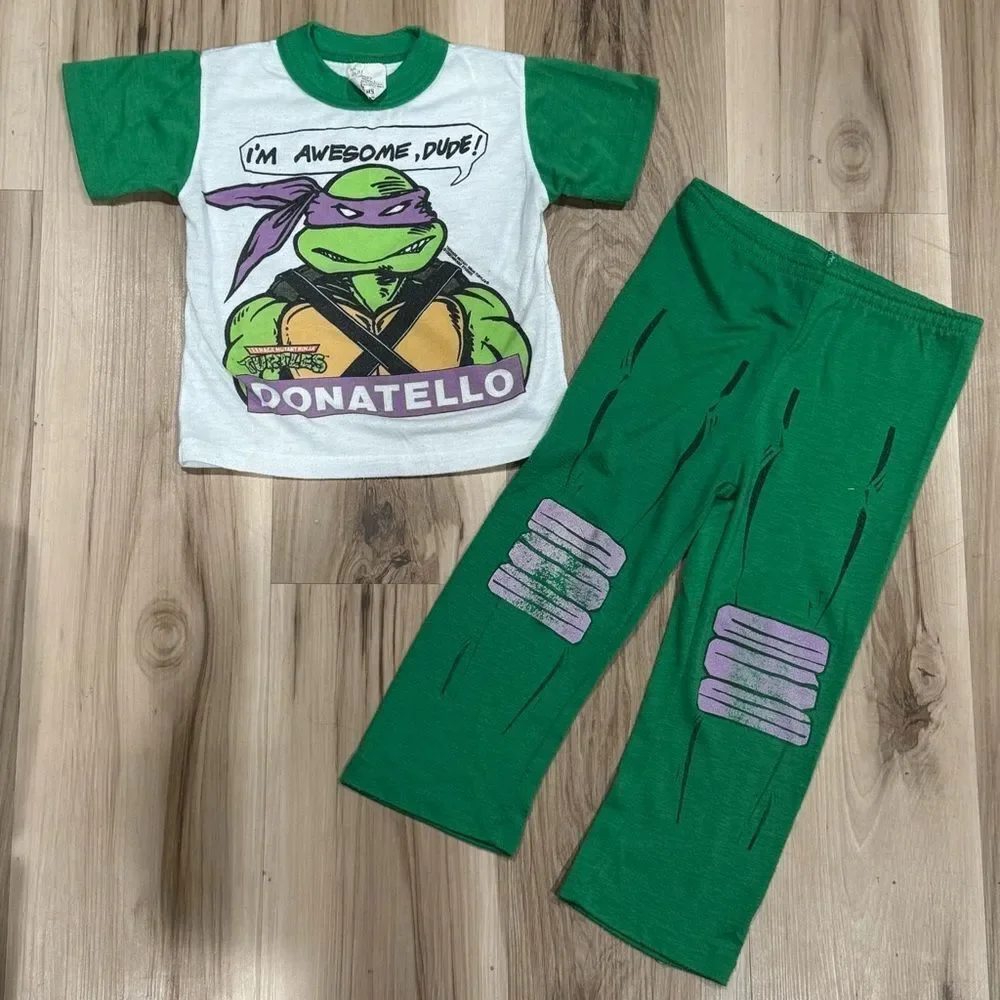 Wormster TMNT Donatello 1980’s Two Piece Boys Pajama Set Kids 4T